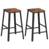 Tabourets de bar, Ensemble de 2 Chaises de bar, Tabourets de bar de cuisine avec repose-pieds, 25.5" Tabourets de bar à hauteur de comptoir, Tabourets de cuisine industriels, pour salle à manger,Bar, Brun rustique et noir