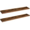 scaffali galleggianti, set di scaffali da parete di 2, 47.2 Scaffali appesi pollici con parentesi invisibili, per il bagno, camera da letto, toilette, cucina, ufficio, arredamento del soggiorno, marrone rustico