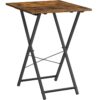 Folding TV Tray Table, Wooden TV Tray, Portable Sofa Side Table, Industrial Snack Table End Table for Small Spaces, Easy to Install and Fold, Rustic Brown and Black