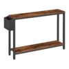 table console étroite, table de canapé maigre, table d'entrée avec rangement de poche à magazine amovible, table d'entrée industrielle, pour le salon, couloir, foyer, bureau, marron rustique
