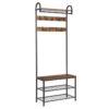 Coat Rack Shoe Bench, Hall Tree with Bench and Shoe Storage,Hall Tree with Storage Shelf, 5 in 1 Design, Industrial Accent Furniture with Metal Frame, Easy Assembly, Rustic Brown