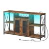 Wine Bar Cabinet with Led Lights and Power Outlets, Coffee Bar Cabinet for Glasses, Sideboard Buffet Cabinet, Liquor Cabinet for Dining, Living Room, Bar, Rustic Brown and Black