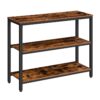 Table console, 3 Table de canapé Tiers avec étagères de rangement, Table de couloir et buffet dans l'entrée, Couloir du salon, Assemblage facile, Industriel, Brun rustique