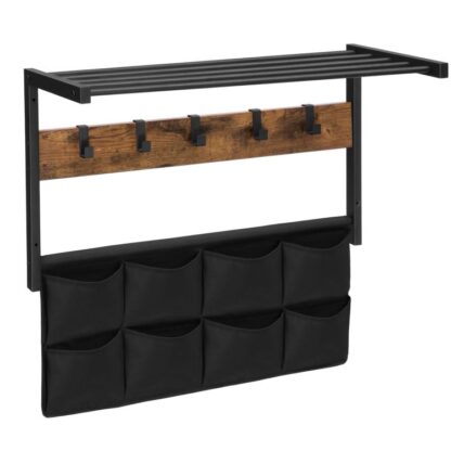 appendiabiti da parete, gancio d'ingresso del gancio a parete con 5 ganci mobili e 8 Stume di stoccaggio, per l'ingresso, bagno, soggiorno, stile industriale, forte e stabile