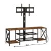 tv stand with mount and power outlet 55.1", entertainment center with swivel tv mount for tvs up to 65", tv stand mount with storage shelves for living room, bedroom, rustic brown
