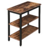 3 tavolo da comodino di livello, semplice tavolo laterale rustico con scaffale di stoccaggio a 3 livelli, comodino stretto per piccoli spazi, Assemblaggio facile, per soggiorno, ingresso, design industriale, rustico marrone e nero