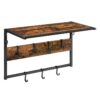 Coat Rack Wall Mounted, Coat Hook, Floating Coat Rack with Shelf, Hanging Rail with 7 Removable Hooks, for Hallway, Living room, Bedroom, Bathroom, Industrial Style, Rustic Brown