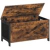 Banc de rangement, 39.3" Coffre de rangement, Coffre de rangement avec 2 Panneaux en maille respirante, Armoire de rangement pour jouets, Coffre à jouets, pour Chambre, Salon, Entrée, Brun rustique et noir