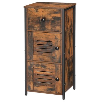 Chest of Drawers: Cabinet with Drawer and Adjustable Shelf, Side Cabinet, Bedside Cabinet, Telephone Table, Slatted Door, Hallway Cabinet, Living Room, Bedroom, Office, Hallway, Vintage