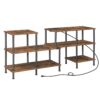 TV sta con punti vendita 75 pollici, Stand TV deformabile con scaffali di stoccaggio, Modern Entertainment Center Media Console Table per soggiorno, camera da letto, rustico marrone e nero