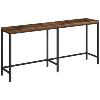 Úzký rozkládací stolek, 70.9" Vstupní stůl extra dlouhý konzoli, Za gaučem, Skinny Hallway stůl pro foyer, Obývací pokoj, Ložnice, Rustikální hnědá a černá