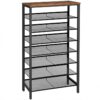 8-scarpiera a livelli, scaffale per scarpe di grande capacità, stabile e robusto, Organizzatore di stoccaggio delle scarpe con piatto & Scaffali in metallo regolabili inclinato, per 21-28 paio di scarpe, Space Saver, robusto