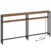 Úzký stůl s pohovkou s vývodem, 78.7" Za Pohovkový Stolek, Skinny Hallway Table, Police nastavitelná, Vstupní stůl s nabíjecí stanicí, Rustikální hnědá a černá