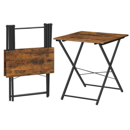 Tábla Tráidire Teilifíse, Tráidire teilifíse adhmaid fillte, 23.4"L x 23.6" w w, Tábla taobh tolg iniompartha, Tábla sneaice tionsclaíoch do spásanna beaga, Mórscartha, Éasca a shuiteáil agus a fhilleadh, Rustic donn agus dubh