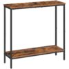 29.5 tavolo della console stretta pollici, tavolino da divano, Tavolo d'ingresso con ripiani, tavolino, Tabella di visualizzazione, per corridoio, camera da letto, foyer, soggiorno, rustico marrone e nero