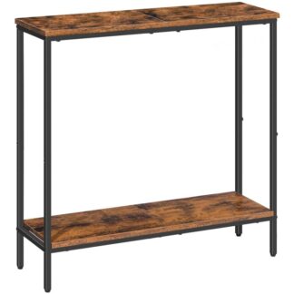 29.5 table de console étroite pouces, petite table de canapé, table d'entrée avec étagères, table d'appoint, table d'affichage, pour couloir, chambre à coucher, foyer, salon, brun rustique et noir