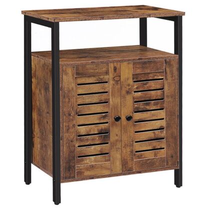 Küchenschrank,Industrial Side Cabinet mit verstecktem verstellbarem Regal und Tür, Stehschrank, Geeignet für Schlafzimmer, Wohnzimmer, Studie, Küche, Gang, rustikales Braun