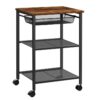 support d'imprimante, 3-chariot d'imprimante de niveau avec tiroir en filet réglable, table d'imprimante de rack de stockage robuste sur roues,pour le bureau à domicile, brun rustique et noir