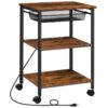support d'imprimante, 3 chariot d'imprimante de niveau avec station de charge, Table de l'imprimante industrielle étagère d'imprimante avec tiroir de rangement, pour le bureau à domicile