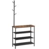coat rack shoe rack, 4 tier entryway shoe rack, shoe rack and coat stand, 2-in-1, multifunctional, sturdy and durable, industrial style for entryway, closet rustic brown