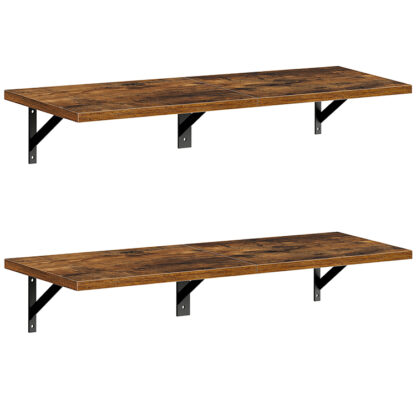 Scaffali galleggianti, 30 Set di mensole da parete in pollici 2, Scaffali di stoccaggio montati a parete, Scaffi sospeso retrò con telaio metallico, per soggiorno, Camera da letto, Bagno, Cucina, Marrone rustico e nero