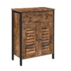 Industrial Storage Cabinet, Floor Cabinet with Drawers and Adjustable Shelves, Floor Cabinet, Sideboard, Double Unique Louver Doors, Suitable for Living Room, Study, Kitchen, Corridor