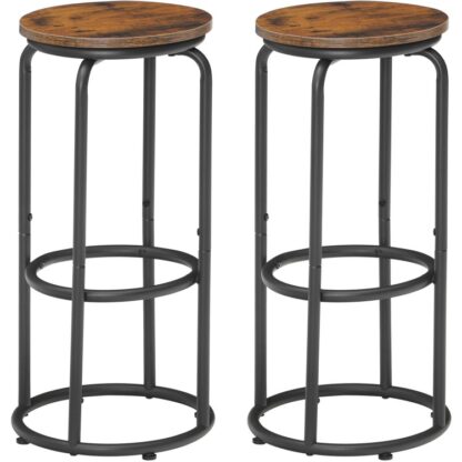 Bar Stools, Sett med Barkrakkerls, Barstoler med fotstøtte, Mothøyde avføring, Industrielle barkrakker, 25.9" Metall barkrakker, for kjøkken, Bar, Spisestue, Rustikk brun og svart