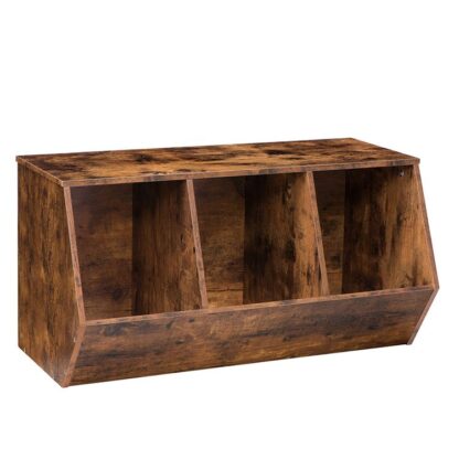 rangement de jouets Cubby, bibliothèque pour enfants, armoire de rangement de jouets à 3 bacs empilable, Poot-pied de bibliothèque, étagère de jouets pour enfants, Convient à la chambre des enfants, salle de jeux, couloir, marron rustique