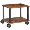 Support d'imprimante, 2-Chariot d'imprimante mobile industriel sous le bureau avec étagère, Support de machine robuste sur roues pour la maison, Bureau, Brun rustique et noir
