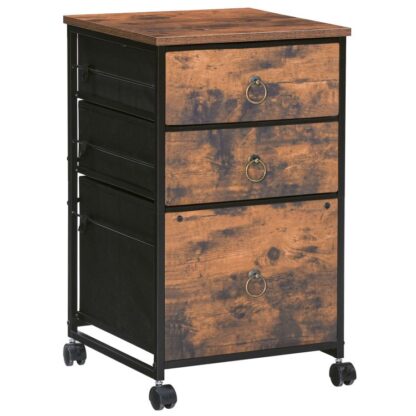 3-camarade de file, support d'imprimante roulant, classeur vertical, armoire de bureau, classeur pour le bureau à domicile, A4 / la taille d'une lettre, tiroir non-vainqueur, marron rustique
