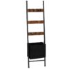 Scala coperta con cestino, 17.3l x 63.4h, rastrelliera con ganci, rack per supporto coperta, mensola decorativa a scala, Essiccazione e griglia per il bagno, soggiorno, marrone rustico