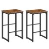 Tabourets de bar, Ensemble de 2 Chaises de bar avec pédales de différentes hauteurs, 25.6 Pouce de hauteur, Cadre en acier noir, pour le salon, Salle à manger, Cuisine, Design industriel, Brun rustique