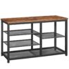 Shoe Bench, Entryway Bench, 5 Tier Shoe Rack, 31.5" L x 11" W x 19.7" H, Storage Bench, Space Saving, for Bedroom, Living Room, Balcony, Entryway, Rustic Brown and Black