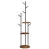 Coat Rack, Coat Stand for Hallway, Freestanding Coat Rack Stand with 6 Hooks and 3 Storage Shelves, Hall Tree for Bedroom, Office, Industrial, Rustic Brown and Black