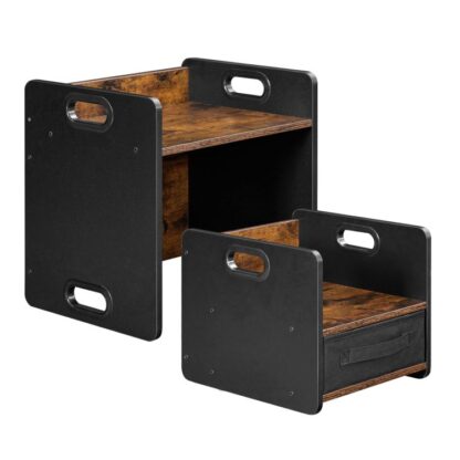 Ensemble table et chaises de sevrage Montessori, Ensemble table et chaises pour tout-petits, Meubles Montessori pour enfants 1-3 Ans, Table et chaise pour enfants pour lire le brun rustique et le noir