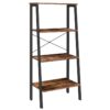 bibliothèque avec 4 étagères, étagère d'échelle robuste, étagère à plantes, étagère de cuisine, étagère de salle de bain industrielle, Cadre métallique pour le salon, chambre à coucher, étude