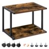 Support d'imprimante sous le bureau, 2-Chariot d'imprimante industrielle avec étagère de rangement, Support de table pour machine mobile, pour la maison et le bureau, Brun rustique et noir