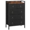 5 drawer dresser, dresser for bedroom, chest of drawers, sturdy steel frame, wood top, with handles, large capacity, for bedroom, living room, cloakroom