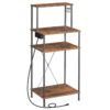 Support d'imprimante avec étagère de stockage, 47.8" Grand Grand 4 Table imprimante Table de l'imprimante pour l'organisation à domicile Space Sauvegarde de bureau pour imprimante Computer CPU Shredder Rustic Brown and Black