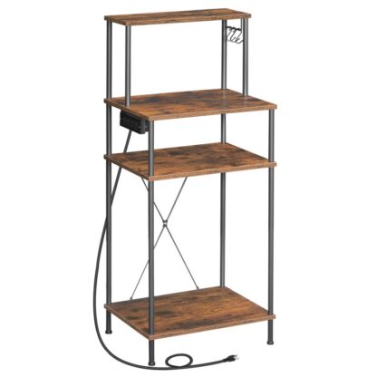 Skriverstativ med lagringshylle, 47.8" Stor høy 4 Tier Printer Table for Home Office Organization Space Saving Desk Rack for Printer Computer CPU Shredder Rustic Brown and Black