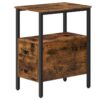 comodino, tavolo da sedia stretto con cassetto e scaffale di stoccaggio aperto, comodino per piccoli spazi, costruzione stabile e robusta, mobili per accento look in legno, rustico marrone e nero