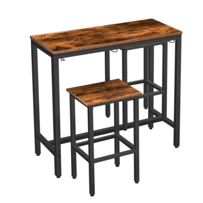 set tavolo da bar, tavoli da pub altezza bar con sgabelli 2, sedie da bar sotto tavolo da banco per piccoli spazi, Set da tavolo da pranzo industriale per la cucina, soggiorno, partiti