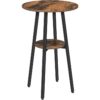 Table de bar, Table de pub ronde, 2-Table de bistro avec rangement, 37.4" Table haute pour petits espaces, Table basse avec dessus en panneaux de particules pour cuisine, Facile à assembler, Brun rustique
