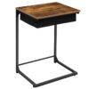 C-form sidebord, Vend top sofa slutbord med stofkurv, 27.2-Inch Snack Table, Industriel til lille plads i stuen, soveværelse, Træ look accentbord, metalramme,