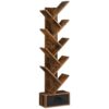 étagère à livres, 9-bibliothèque d'arbre de niveau, Briginie en bois libre pour le salon, chambre à coucher, Bureau brun rustique
