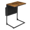 sidebord, C-form sofa slutbord med opbevaringslomme, 27.2-Inch Snack Table, Bærbart bærbar bord ved siden af ​​sengen eller sofaen til lille plads, Industriel stålramme, Rustik brun