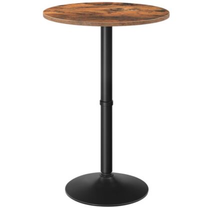 Yuvarlak çubuk masası, 35" uzun pub masası, tabanlı kokteyl masası, kaymaz tabana sahip sabit sayaç masası, Oturma odası için çubuk yükseklik masası, mutfak, kafe, Rustik kahverengi ve siyah
