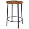 table de bar ronde, table de pub haute, table de petit-déjeuner, cadre en métal avec des pieds réglables pour la salle à manger, cuisine, salon, assemblage facile, marron rustique