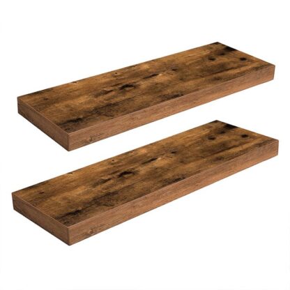 ripiani galleggianti lunghi montati, set di scaffali da parete decorativo di 2, 23.6 pollice, Scaffali sospesi a lungo, facile da installare, per la cucina, soggiorno, bagno, marrone rustico