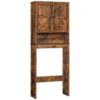 support de rangement de toilettes, Rack Over-the Toile avec armoires et étagères réglables, Économiseur d'espace de salle de bain multifonctionnel industriel, facile à assembler, écurie, marron rustique